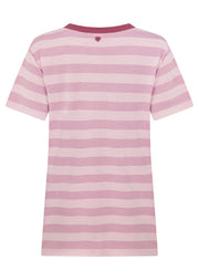 Lorna Jane Luxe Athletic Stripe T-Shirt - Pale Dusty Rose Stripe
