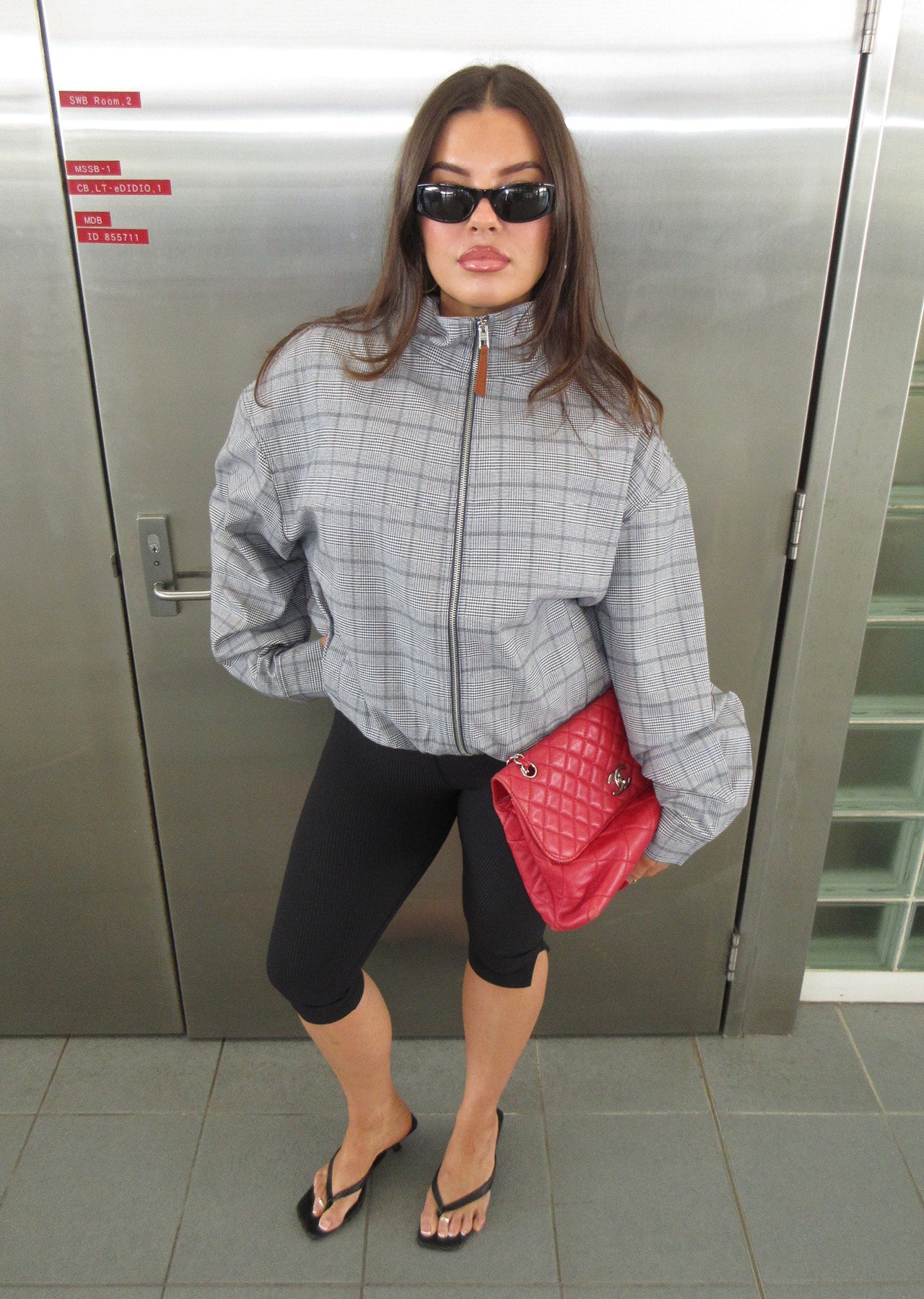 Lorna Jane Studio Jacket - Grey Mini Check