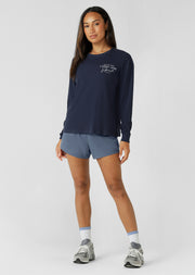 Lorna Jane Everyday Ease Waffle Long Sleeve T-Shirt - Platinum Navy