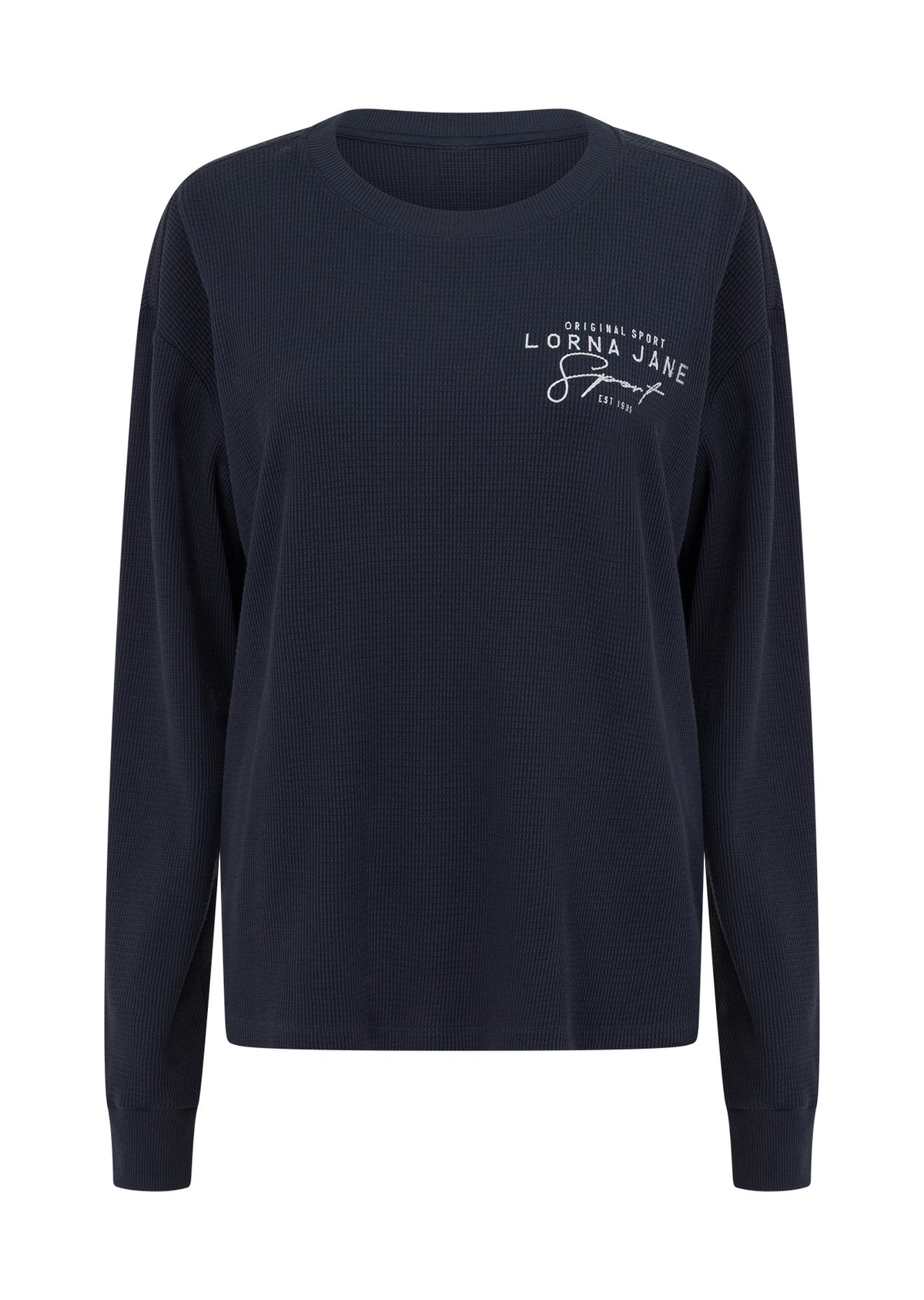 Lorna Jane Everyday Ease Waffle Long Sleeve T-Shirt - Platinum Navy