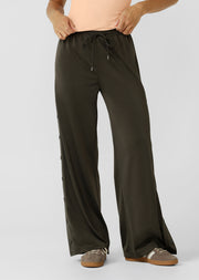 Lorna Jane Retro Snap Pants - Dark Khaki Haze