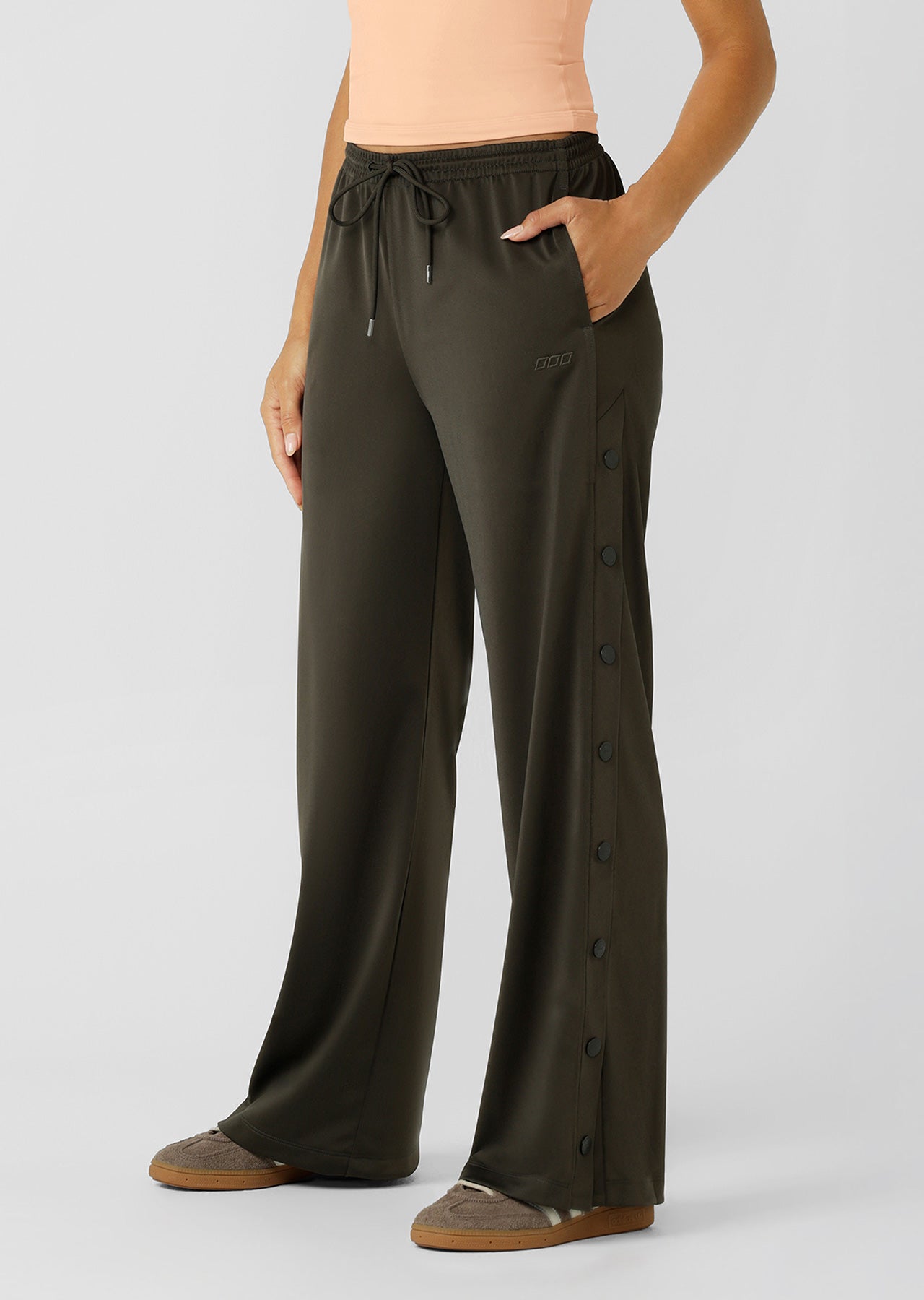 Lorna Jane Retro Snap Pants - Dark Khaki Haze