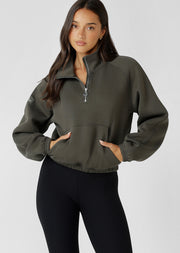 Lorna Jane Team Player Quarter Zip Sweat - Dark Khaki Haze