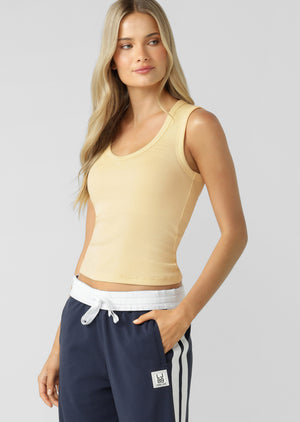 Lorna Jane Define Plunge Neck Tank - Butter Yellow