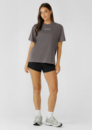 Lorna Jane Motivation Washed T-Shirt - Washed Thunder Grey