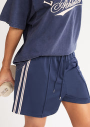 Lorna Jane Retro Shine Longline Shorts - Platinum Navy