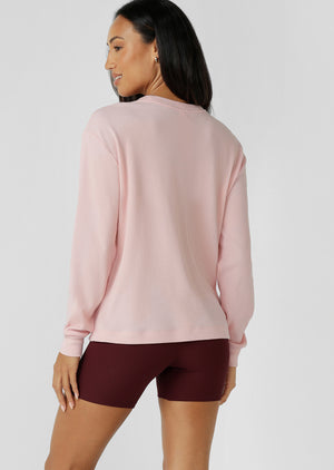 Lorna Jane Off Duty Waffle Long Sleeve T-Shirt - Peony