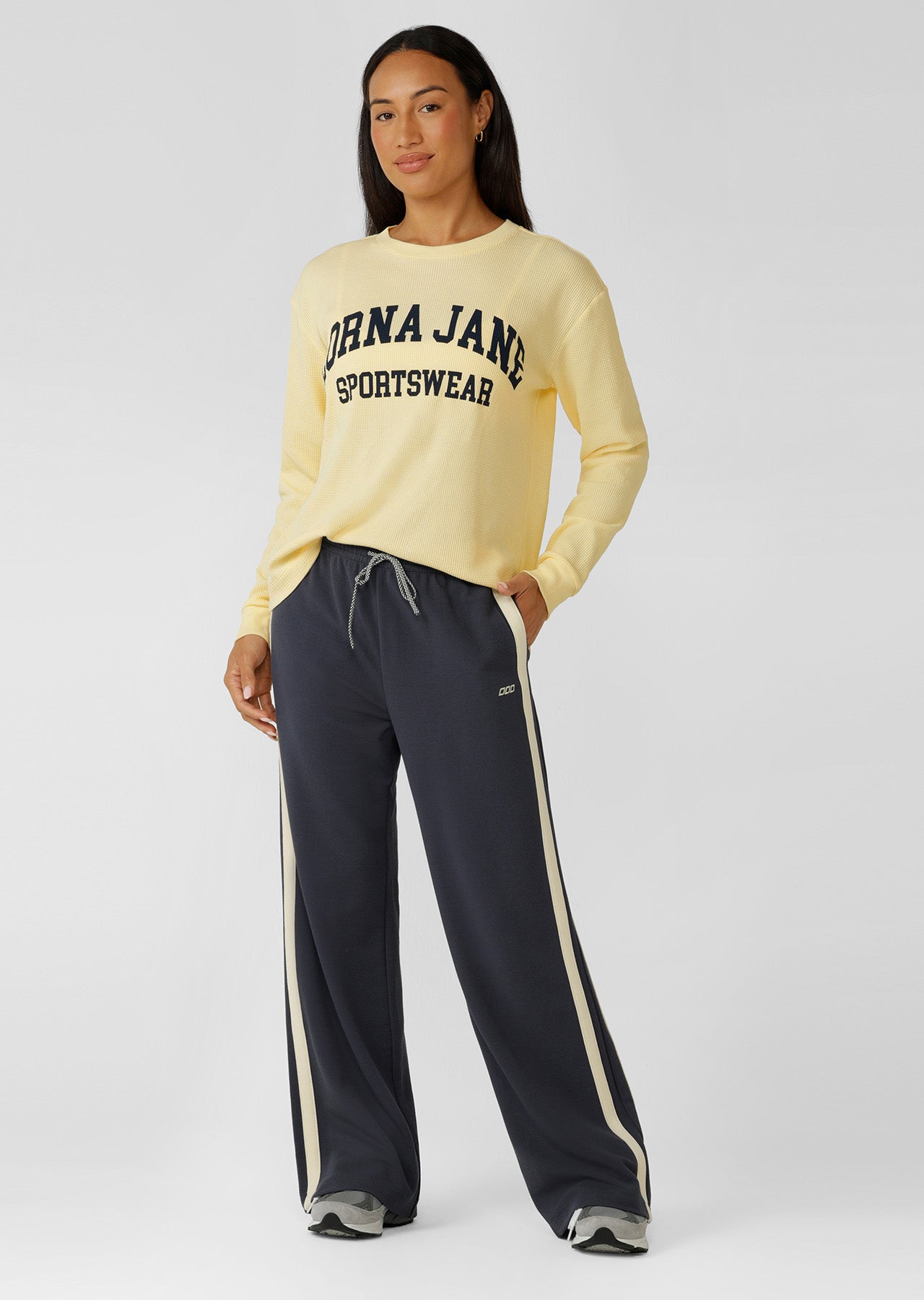 Lorna Jane Weekender Waffle Long Sleeve T-Shirt - Lemon Cream