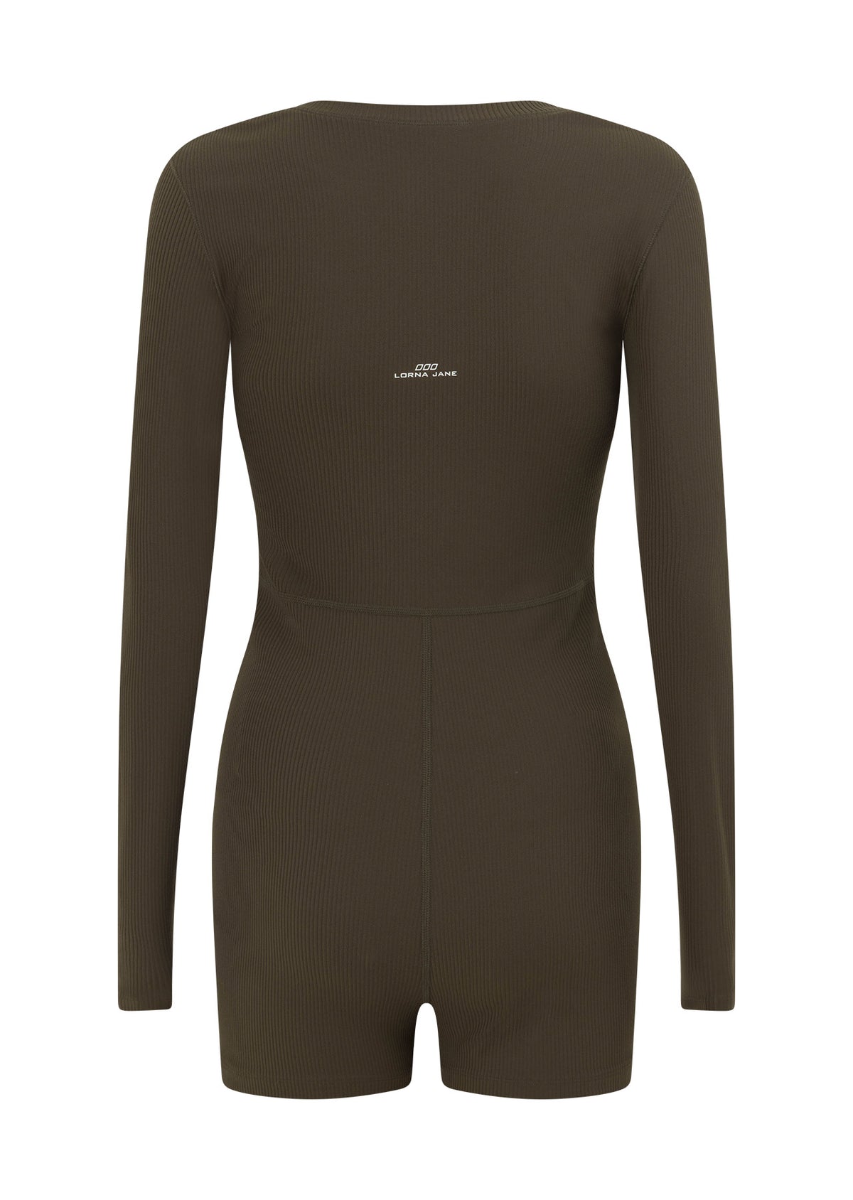 Lorna Jane Definition Luxe Rib Bodysuit - Dark Khaki Haze