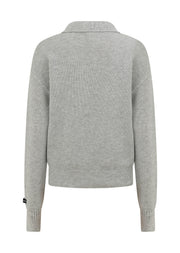 Lorna Jane Feeling Fine Knit Polo Top - Grey Marl