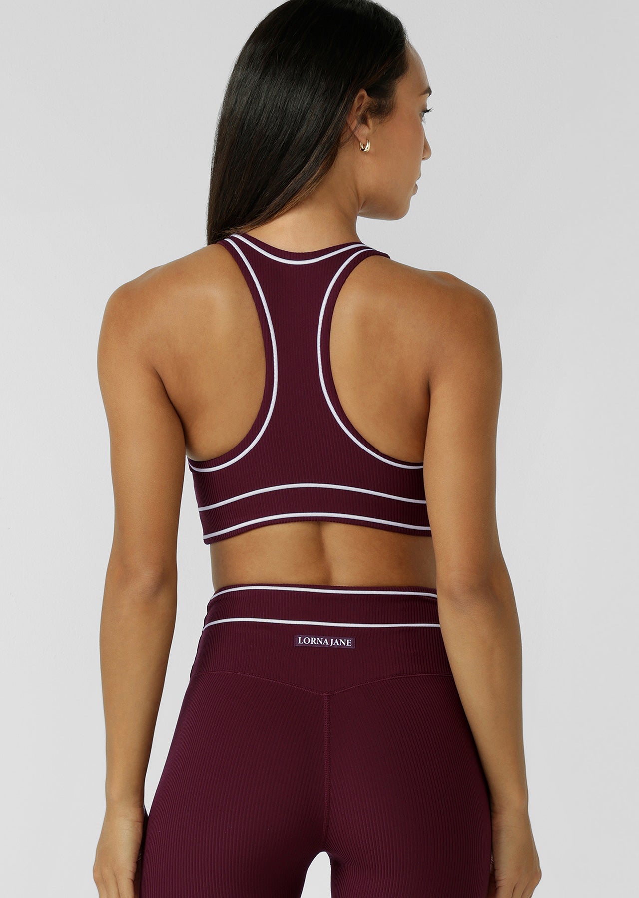 Lorna Jane All Star Luxe Rib Sports Bra - Plum Red