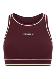 Lorna Jane All Star Luxe Rib Sports Bra - Plum Red