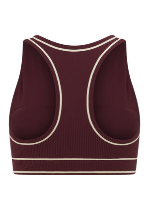 Lorna Jane All Star Luxe Rib Sports Bra - Plum Red