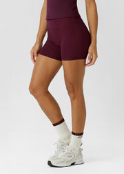 Lorna Jane All Star Luxe Rib 12cm Bike Shorts - Plum Red