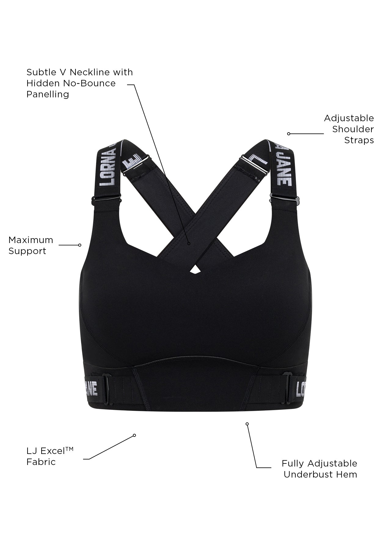 Lorna Jane Easy Adjust Sports Bra - Black