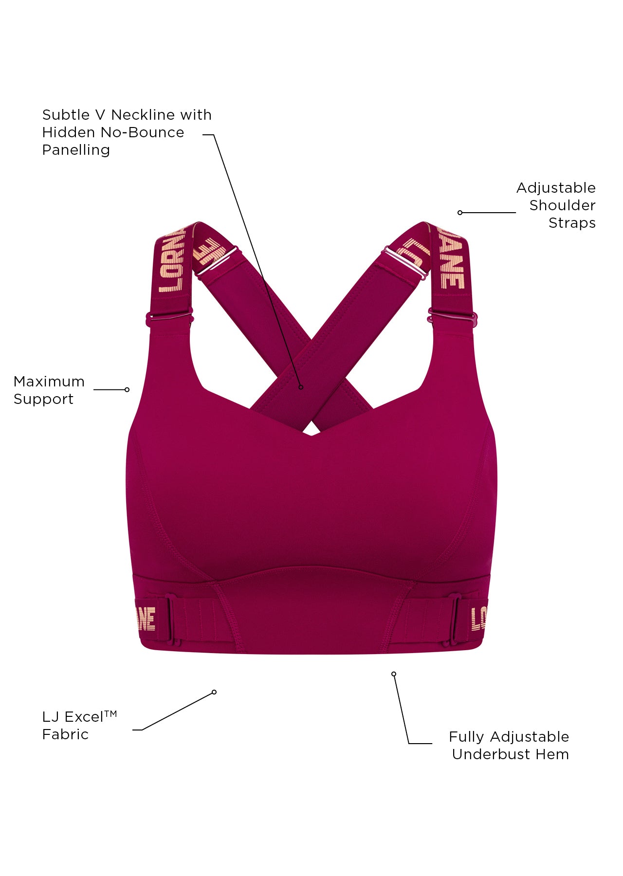 Lorna Jane Easy Adjust Sports Bra - Persian Rose