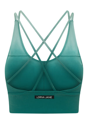 Lorna Jane Zen Again Ombre Longline Sports Bra - Moss Green Ombre