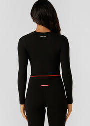 Lorna Jane Ultimate Comfort Long Sleeve Rib Top - Black
