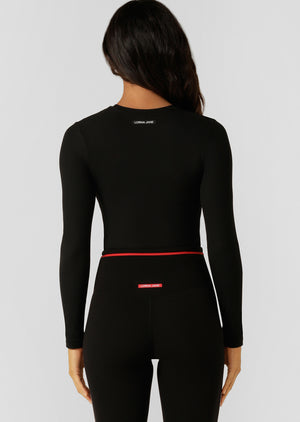 Lorna Jane Ultimate Comfort Long Sleeve Rib Top - Black