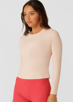 Lorna Jane Ultimate Comfort Long Sleeve Rib Top - Dark Dusty Pink