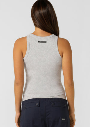 Lorna Jane LJ Basics Rib Tank - Light Grey Marl