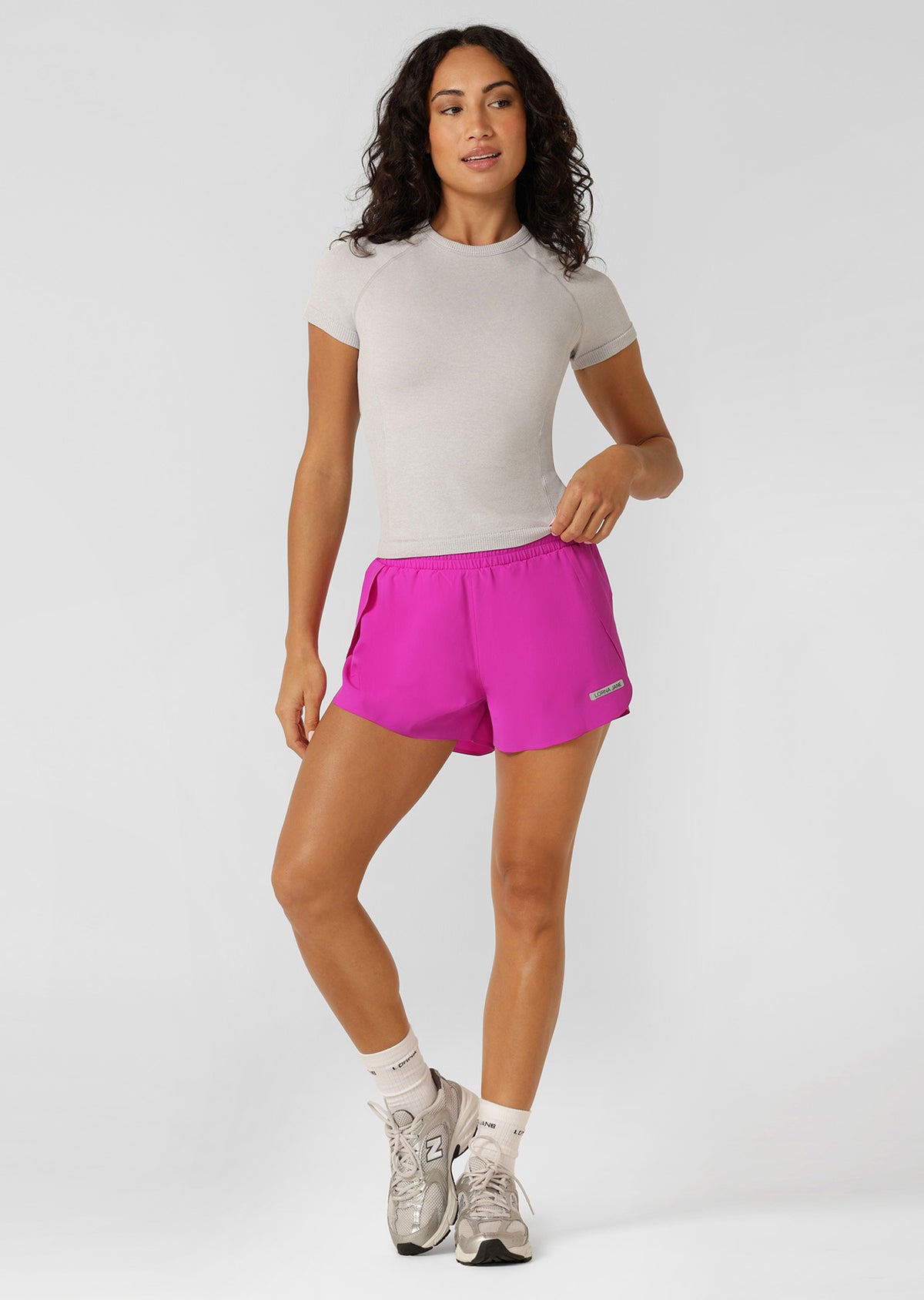 Lorna Jane Tempo Seamless Short Sleeve Active Top - Light Grey Marl