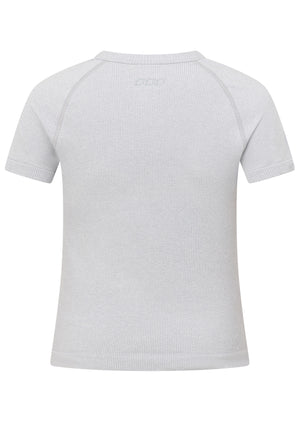 Lorna Jane Tempo Seamless Short Sleeve Active Top - Light Grey Marl