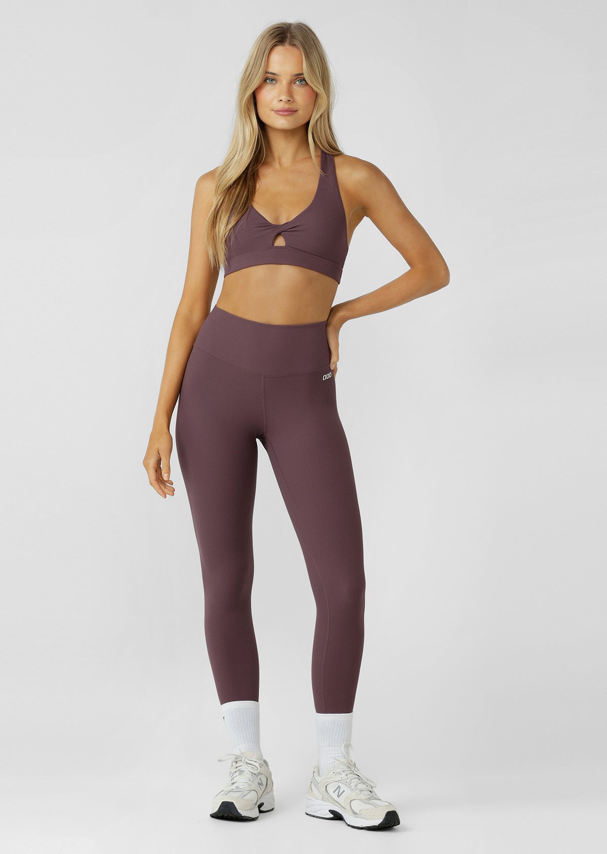 Lorna Jane Centre Stage High Support Rib Sports Bra - Amethyst Shadow