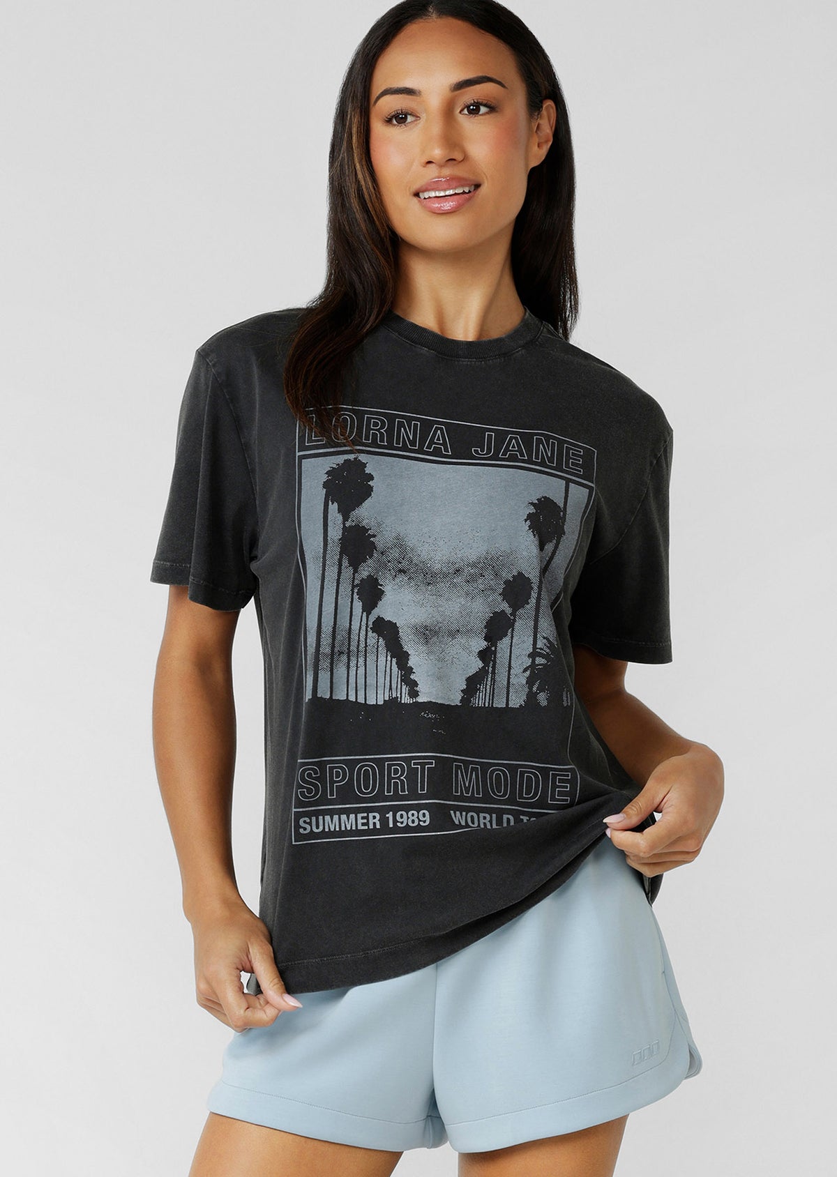 Lorna Jane Sport Mode Tour Washed T-Shirt - Washed Black