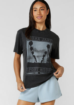 Lorna Jane Sport Mode Tour Washed T-Shirt - Washed Black