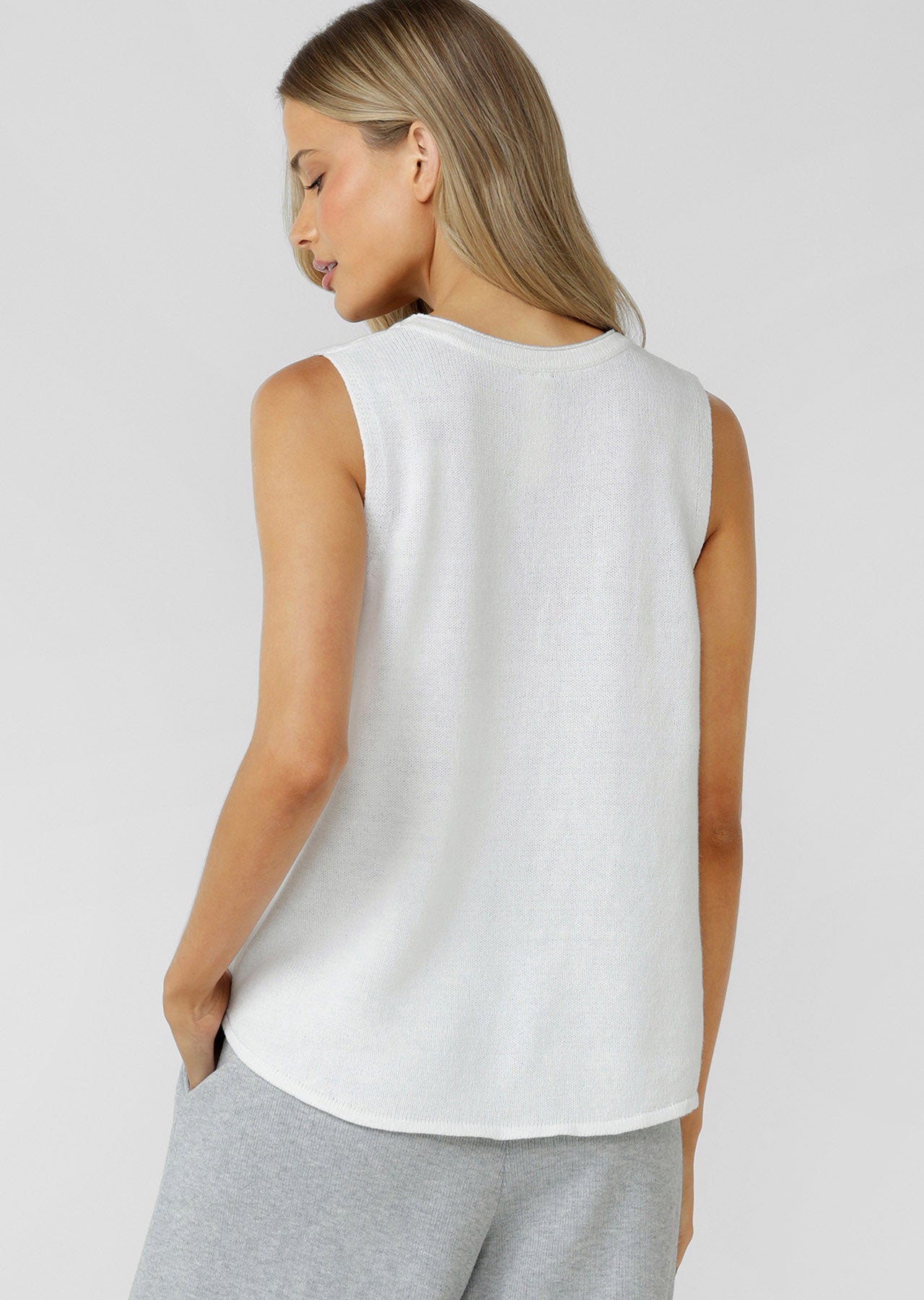 Lorna Jane Motion Knit Muscle Tank - Porcelain