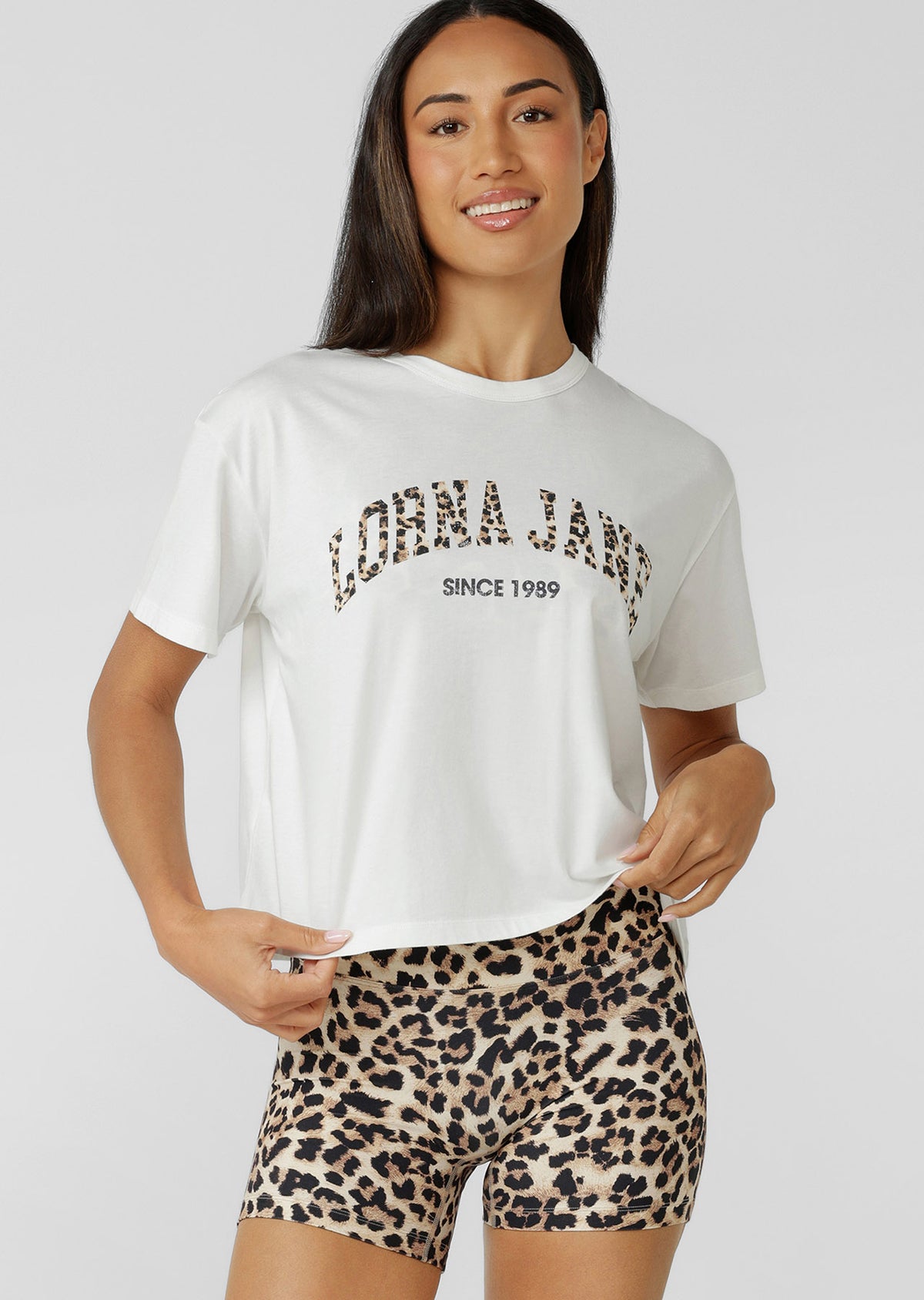 Lorna Jane Gone Wild Cropped T-Shirt - Porcelain