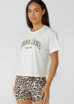 Lorna Jane Gone Wild Cropped T-Shirt - Porcelain
