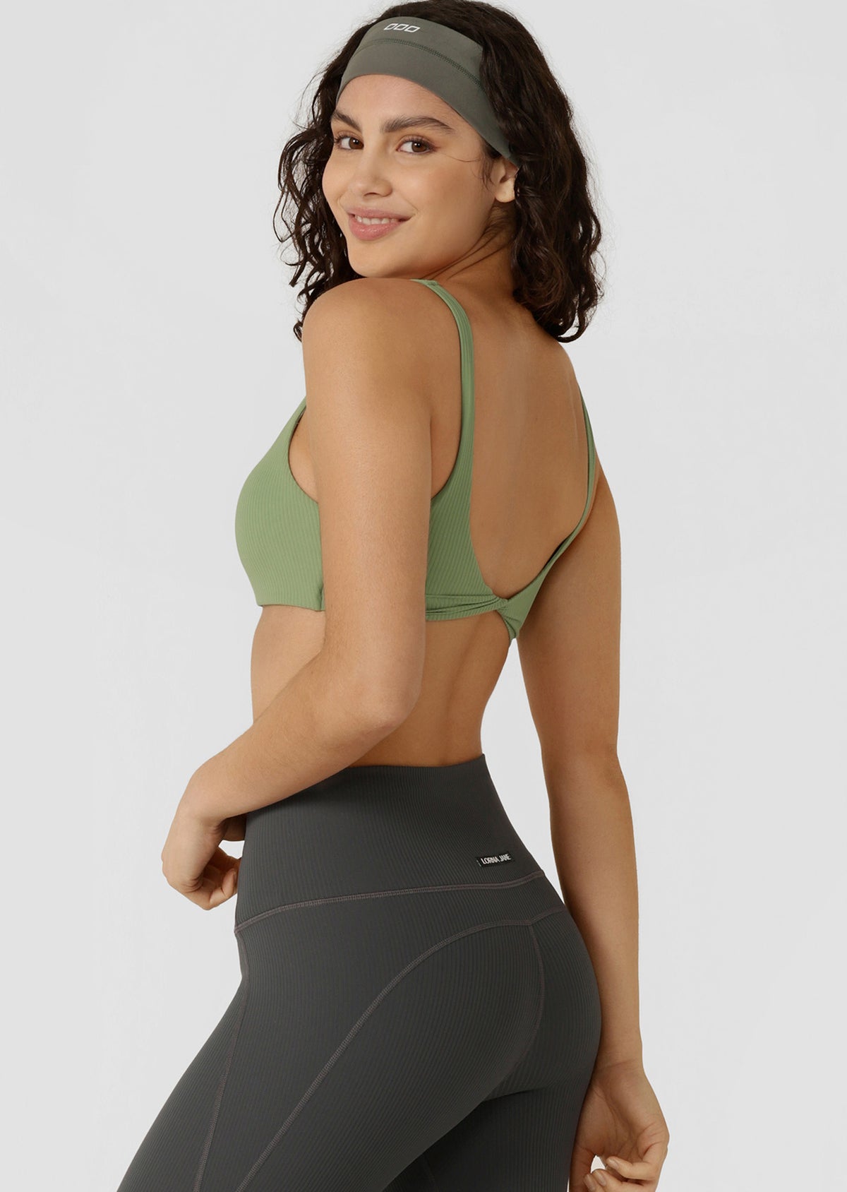 Lorna Jane Reform Rib Sports Bra - Green Goodness