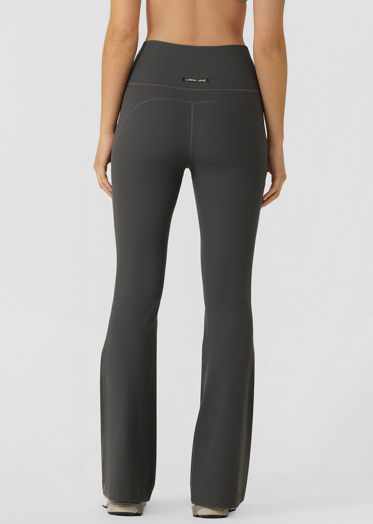 Lorna Jane Irresistible Hi Fold Rib Flared Leggings - Titanium