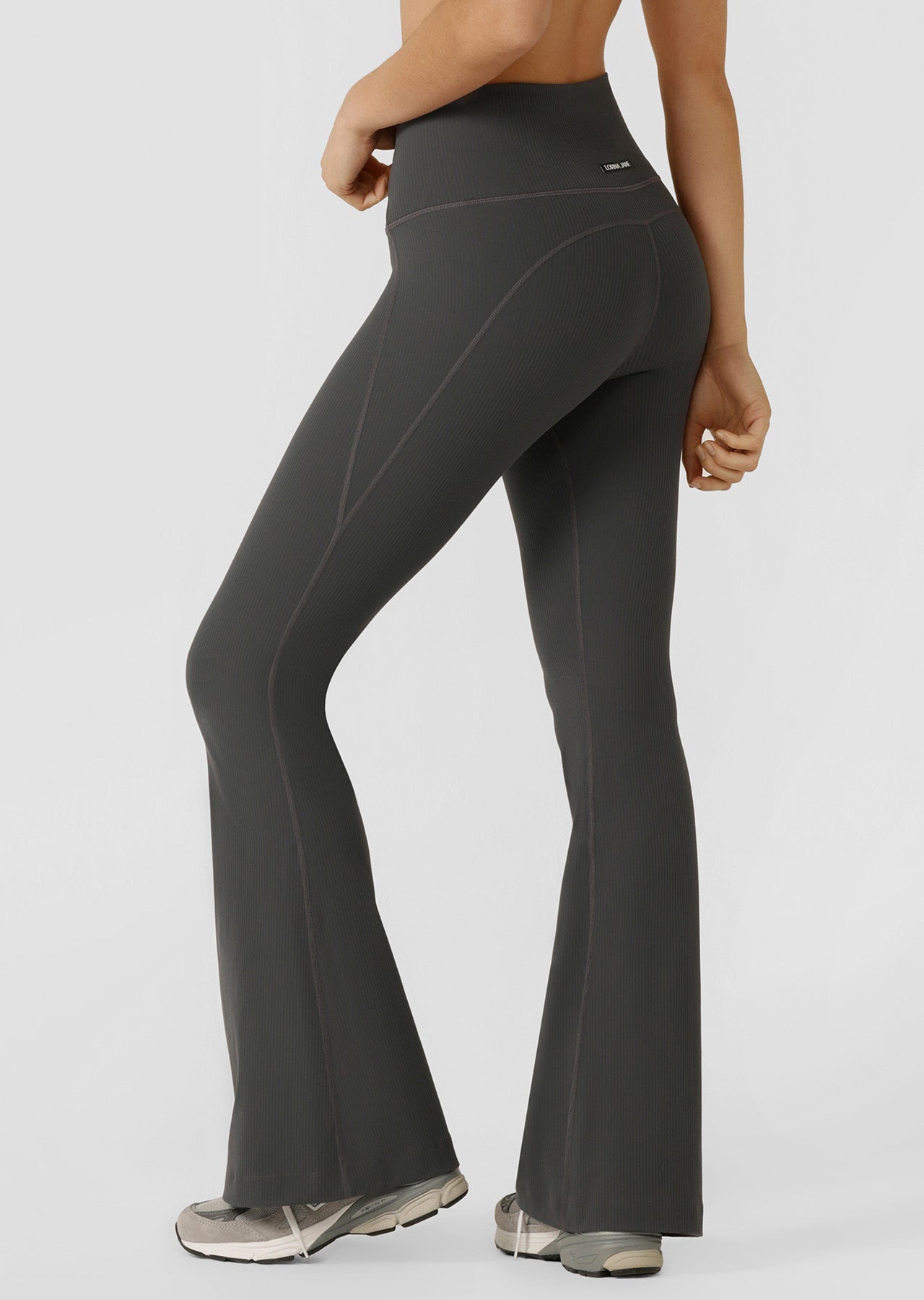 Lorna Jane Irresistible Hi Fold Rib Flared Leggings - Titanium