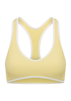 Lorna Jane Camp Cove Rib Sports Bra - Lemon Cream
