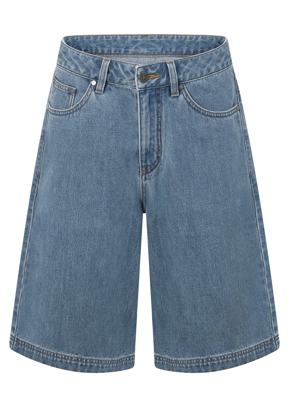 Lorna Jane Off Duty Vintage Wash Denim Shorts - Washed Blue Denim