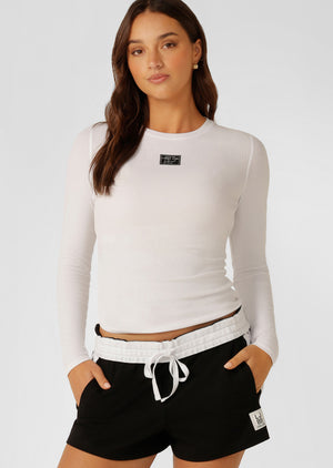 Lorna Jane Whisper Long Sleeve Rib Top - White
