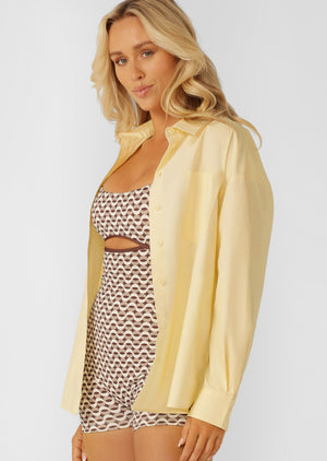 Lorna Jane Foundation Long Sleeve Shirt - Lemon Cream