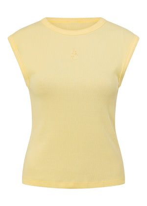 Lorna Jane Paradise Rib Top - Lemon Cream