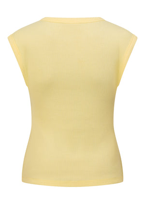 Lorna Jane Paradise Rib Top - Lemon Cream