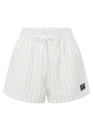 Lorna Jane Preset Stripe Linen Shorts - Oxford Blue Stripe
