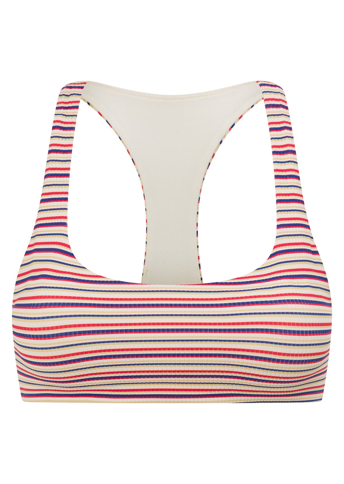 Lorna Jane Retro Stripe Rib Sports Bra - Santorini Stripe