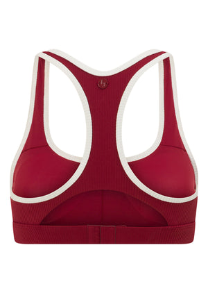 Lorna Jane Paros Rib High Support Sports Bra - Cherry