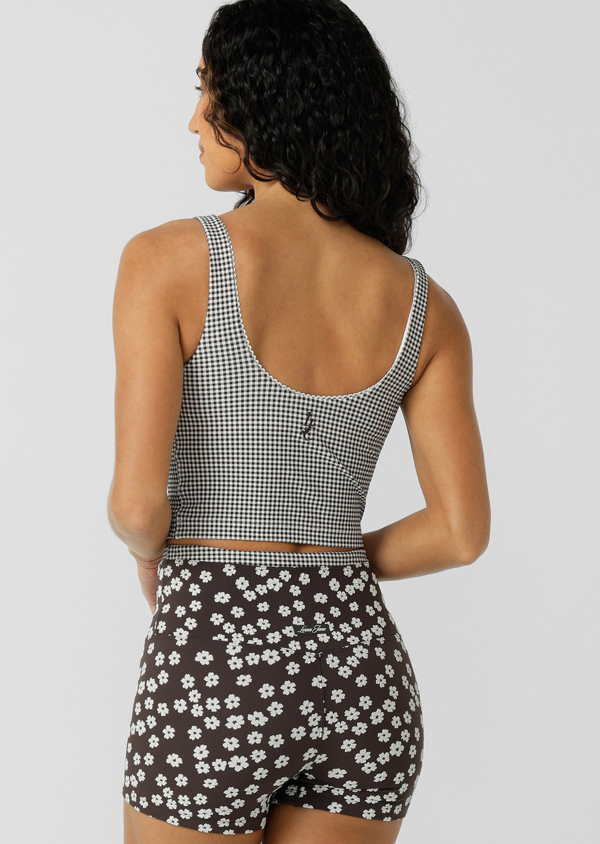 Lorna Jane Nice And Sweet Bra Tank Combo - Volcano Gingham
