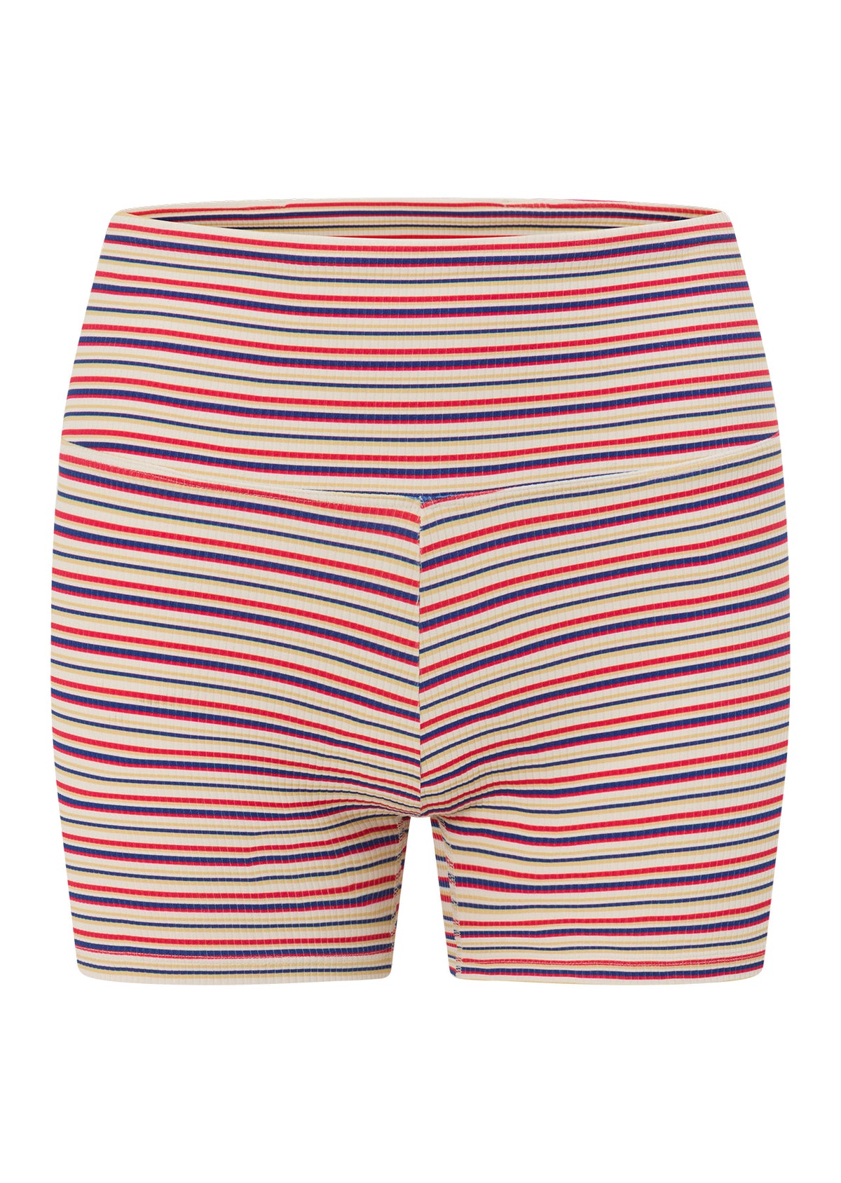Lorna Jane Retro Stripe Rib 9cm Cheeky Bike Shorts - Santorini Stripe
