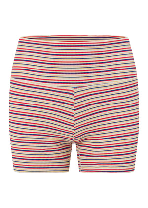 Lorna Jane Retro Stripe Rib 9cm Cheeky Bike Shorts - Santorini Stripe