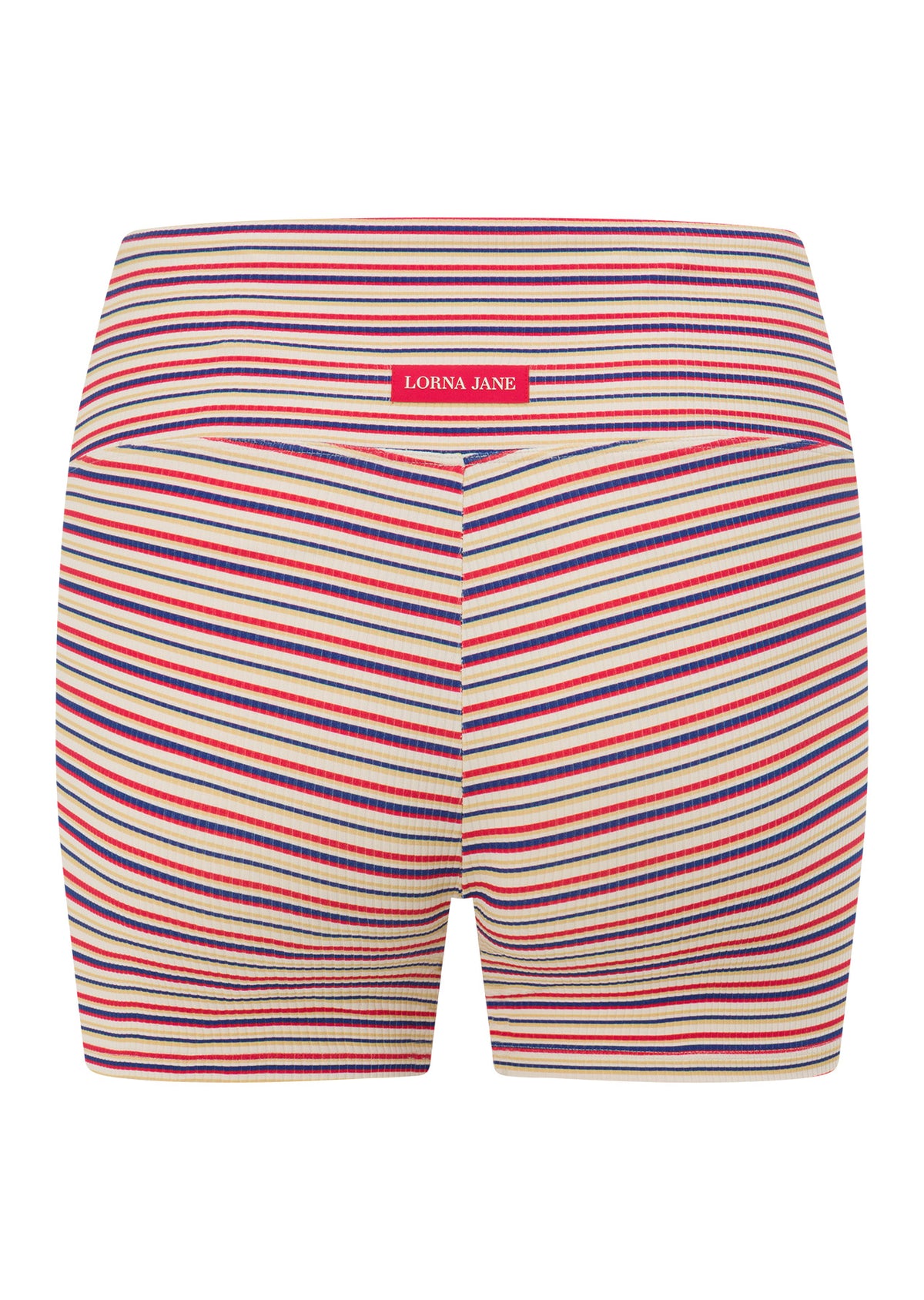Lorna Jane Retro Stripe Rib 9cm Cheeky Bike Shorts - Santorini Stripe