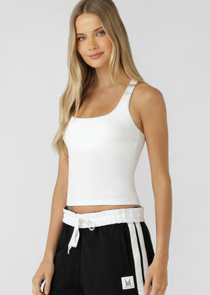 Lorna Jane Off Duty Rib Bra Tank Combo - White
